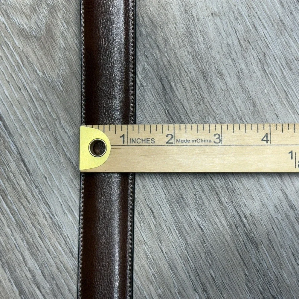 Perry Ellis Dress Belt Mens 38/95 Brown Bonded Leather Silver Buckle